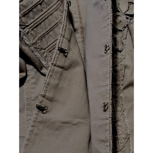 White House Black Market Military Khaki Jacket 6 Nehru Collar 70s Vibe - Picture 9 of 13